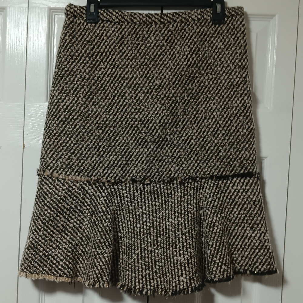 J Crew Tweed Flounce Hem Skirt